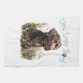 Chocolade Lab Hond Moeder Bloem Theedoek (Horizontaal)