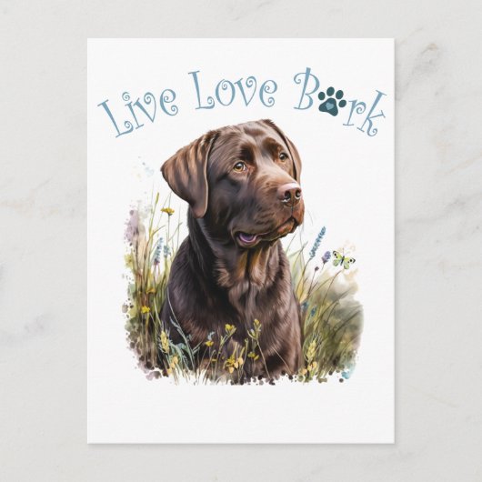 Chocolade Lab Hond Moeder Bloemmotief Briefkaart (Voorkant)