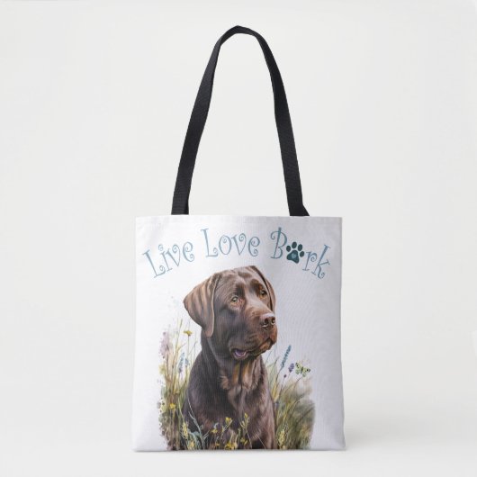 Chocolade Lab Hond Moeder Bloemmotief Tote Bag (Voorkant)
