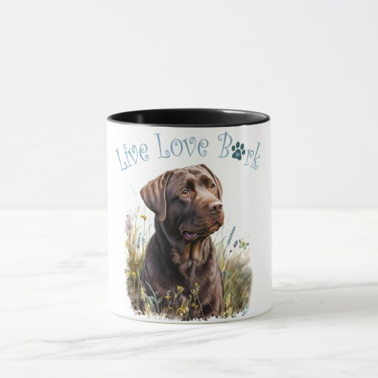 Chocolade Lab Hond Moeder Bloemstuk Mok (Midden)
