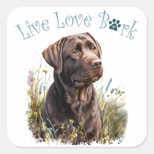 Chocolade Lab Hond Moeder Bloemstuk Vierkante Sticker (Voorkant)