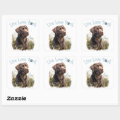 Chocolade Lab Hond Moeder Bloemstuk Vierkante Sticker (Vel)