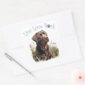 Chocolade Lab Hond Moeder Bloemstuk Vierkante Sticker (Envelop)