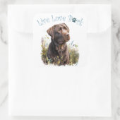 Chocolade Lab Hond Moeder Bloemstuk Vierkante Sticker (Tas)