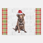 Chocolade Lab Hond Rood en Groen Geplaagd Kerstmis Inpakpapier Vel (Voorkant)