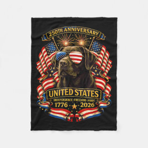 Chocolade Lab hond Usa Onafhankelijkheid 1776 2026 Fleece Deken