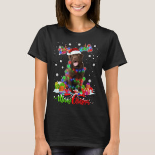 Chocolade Lab Hond Vrolijk Kerstfeest Familie T-shirt