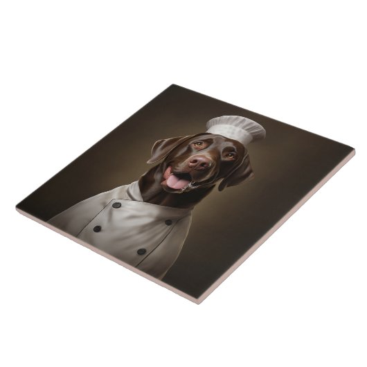 Chocolade Lab Hondenkok Tegeltje (Zijkant)