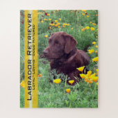 Chocolade Lab in California Poppy Patch Custom Legpuzzel (Verticaal)