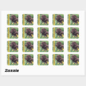 Chocolade Lab in California Poppy Patch Custom Vierkante Sticker (Vel)