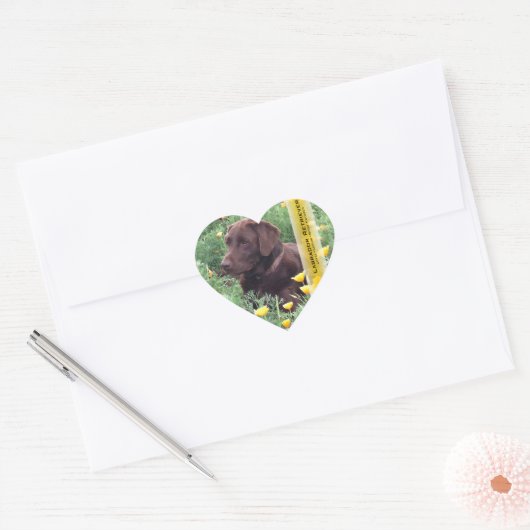 Chocolade Lab in California Poppy Patch Hart Sticker (Envelop)