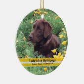 Chocolade Lab in California Poppy Patch Keramisch Ornament (Rechts)