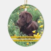 Chocolade Lab in California Poppy Patch Keramisch Ornament (Links)