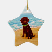 Chocolade Lab in het Beach Star-sierement Keramisch Ornament (Rechts)