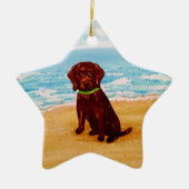 Chocolade Lab in het Beach Star-sierement Keramisch Ornament (Voorkant)