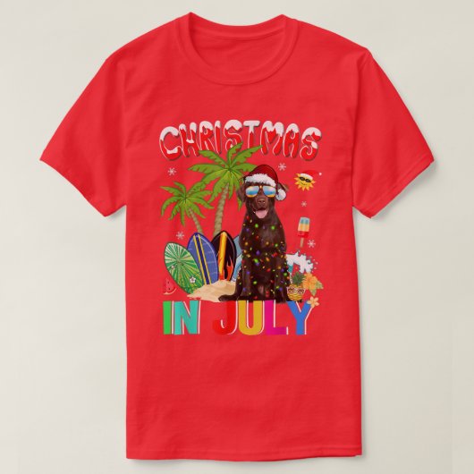 Chocolade Lab in Santa Hat Sunbril Kerstmis in T-shirt (Design voorkant)