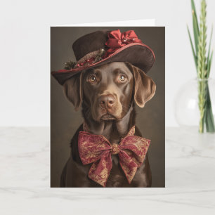 Chocolade Lab Kerstkaart Elegante Victoriaanse Hon Feestdagen Kaart