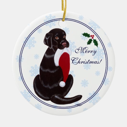 Chocolade Lab Kerstkerstkerstkerstkerstkerstkerstk Keramisch Ornament (Voorkant)