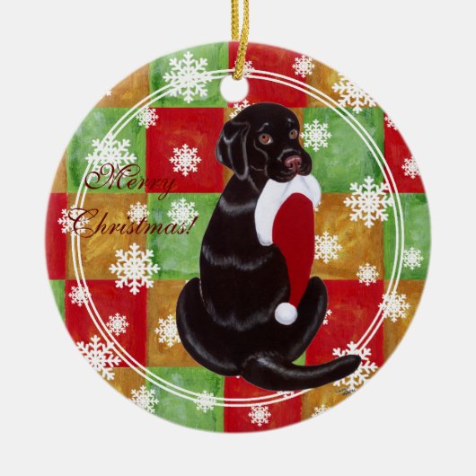 Chocolade Lab Kerstkerstkerstkerstkerstkerstkerstk Keramisch Ornament (Voorkant)