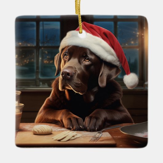 Chocolade Lab Kerstkoekjes Feestelijke vakantie Keramisch Ornament (Voorkant)