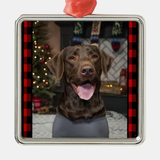 Chocolade Lab Kerstversiering Metalen Ornament (Voorkant)
