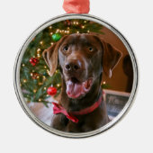 Chocolade Lab Kerstversiering Metalen Ornament (Voorkant)