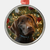 Chocolade Lab Kerstversiering Metalen Ornament (Voorkant)