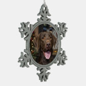 Chocolade Lab Kerstversiering Tin Sneeuwvlok Ornament (Links)