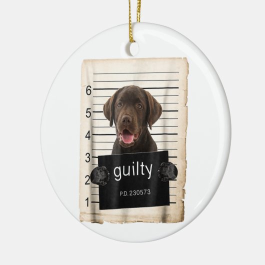 Chocolade lab Labrador Dog mok heeft slechte hond  Keramisch Ornament (Links)