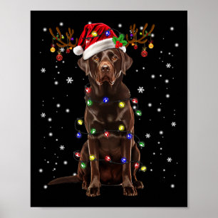 Chocolade Lab Labrador Kerstboom Licht Pyjama Poster