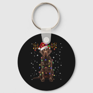 Chocolade Lab Labrador Kerstboom Licht Pyjama Sleutelhanger