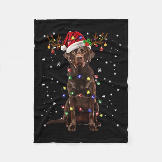 Chocolade Lab Labrador-kerstboom Light Pajama Fleece Deken (Voorkant)
