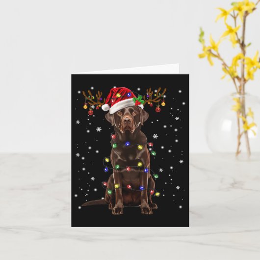 Chocolade Lab Labrador-kerstboom Light Pajama Kaart (Gele Bloem)