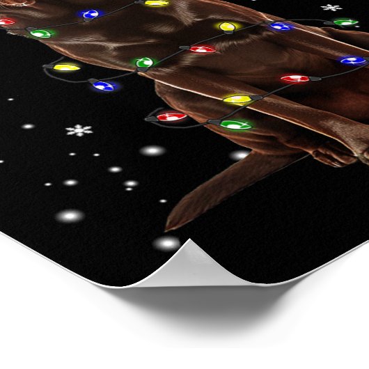 Chocolade Lab Labrador-kerstboom Light Pajama Poster (Hoek)