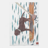 Chocolade Lab, labrador Retriever, Beach Dog Theedoek (Verticaal)