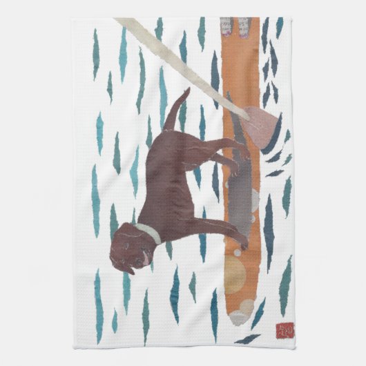 Chocolade Lab, labrador Retriever, Beach Dog Theedoek (Verticaal)
