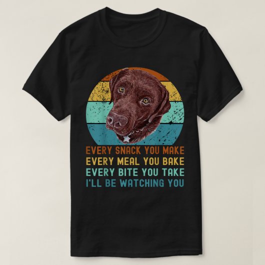 Chocolade Lab Labrador Retriever doet elke snack T-shirt (Design voorkant)