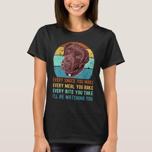 Chocolade Lab Labrador Retriever doet elke snack Y T-shirt (Voorkant)