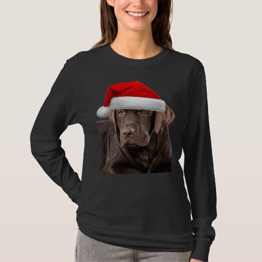 Chocolade Lab Labrador Retriever Dog Kerstmis T-shirt (Voorkant)