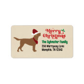 Chocolade Lab Labrador Vrolijk Kerstfeest Etiket (Voorkant)