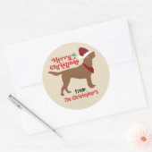 Chocolade Lab Labrador Vrolijk Kerstfeest Ronde Sticker (Envelop)