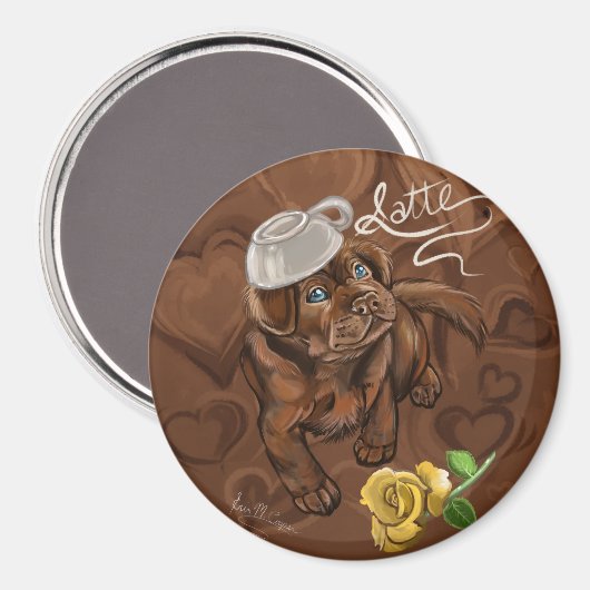 Chocolade Lab Latte Magneet (Voorkant / Achterkant)