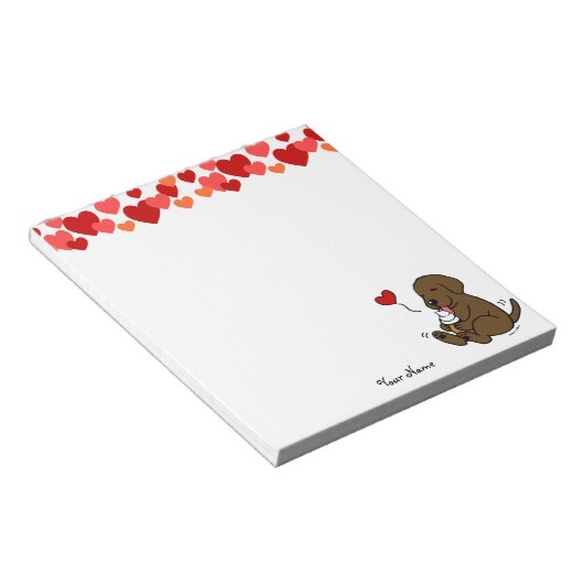 Chocolade Lab Lick Ice Cream Cartoon Notitieblok (Schuin)