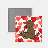 Chocolade Lab Likking Ice Cream Met Harten Magneet (Voorkant / Achterkant)