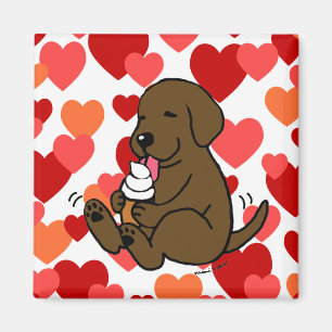 Chocolade Lab Likking Ice Cream Met Harten Magneet