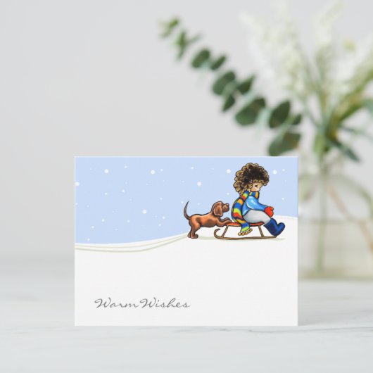 Chocolade Lab Little Helper Winter Custom Text Briefkaart (Staand voorkant)