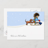 Chocolade Lab Little Helper Winter Custom Text Briefkaart (Voorkant / Achterkant)