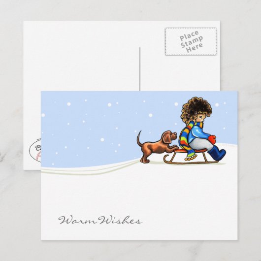 Chocolade Lab Little Helper Winter Custom Text Briefkaart (Voorkant / Achterkant)