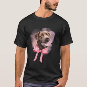 Chocolade Lab Lover Gift Coquette Roze Bow Hondenb T-shirt