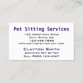 Chocolade Lab Lying on Paars and White Pillow Visitekaartje (Achterkant)